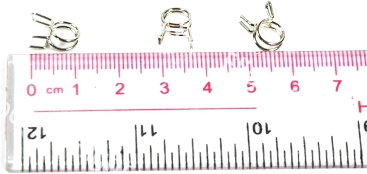 RC Fuel Model Part, 10 pcs RC Model Fuel Line Oil Air Tube Clamp Hose Spring Clip Fastener 6mm Fuel Connector Spare Part for RC Fuel Model Accessories