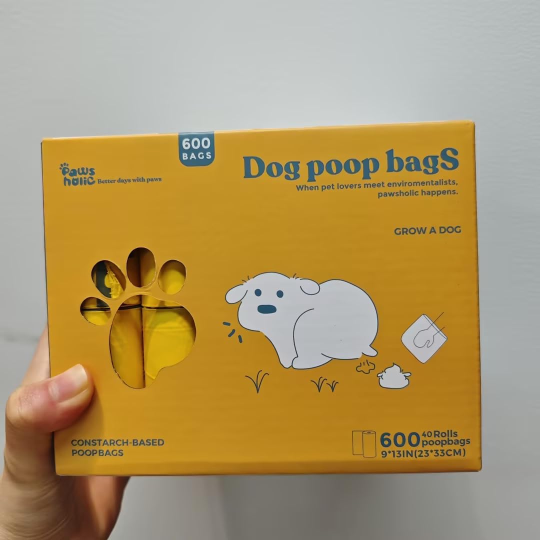 Bolsas biodegradables para caca de perro, 40 rollos, 600 bolsas de repuesto con aroma a lavanda, extra gruesas, resistentes y a prueba de fugas