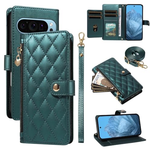 Étui en cuir vert foncé pour Google Pixel 10 Pro XL 5G idéal pour voyager léger au quotidien