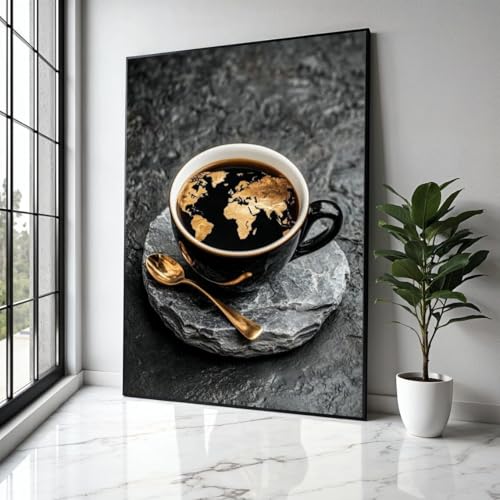 Carte du café décoration murale cuisine tableau thème voyage impression 50x75cm