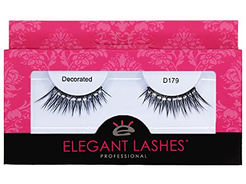 Elegant Lashes D179 (Black Criss-Cross Rhinestone Accent/Half False Eyelashes) Halloween Dance Rave Costume #TOP15