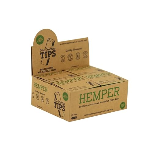 Weight Loss Hemper Pre-Rolled Bullet Filter Tips | 21ct Box | Slim Paper Tips for Smooth Draws | Natural, Unbleached Paper