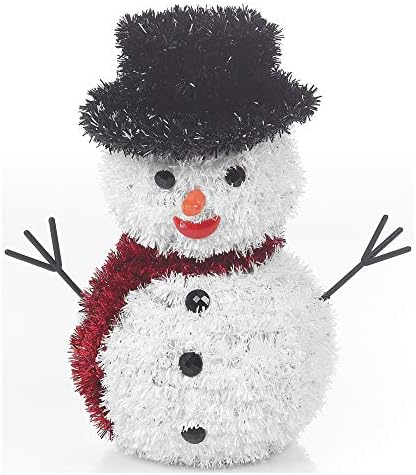 URBNLIVING 3D Snowman Tinsel Christmas Figurine, Frosty Xmas Decoration Ornament | 6 Assorted Design | 28cm Tall