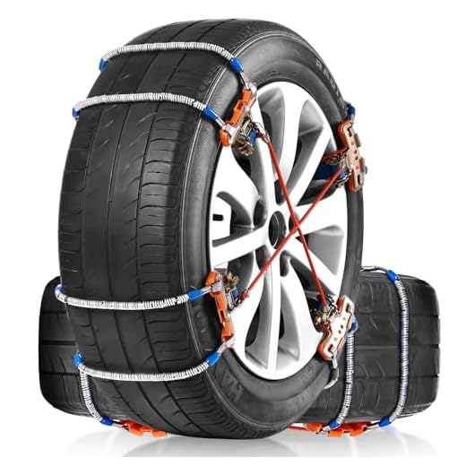 PLTMIV Snow Chains, Tire Chains for SUV Car Pickup Trucks, Universal Adjustable Emergency Traction Chains, Tire Width 205 215 225 235 245 255 265MM 8PCS