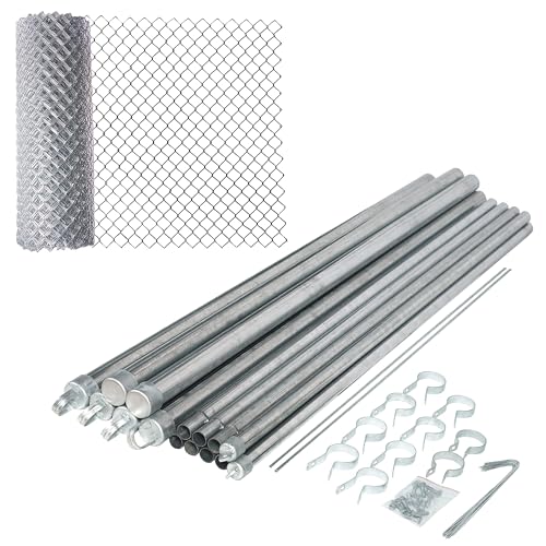 ALEKO Galvanized Steel Chain Link Fence | Complete Kit | 4 x 50 Ft | 11.5-AW Gauge | Silver | KITCLF115G4X50