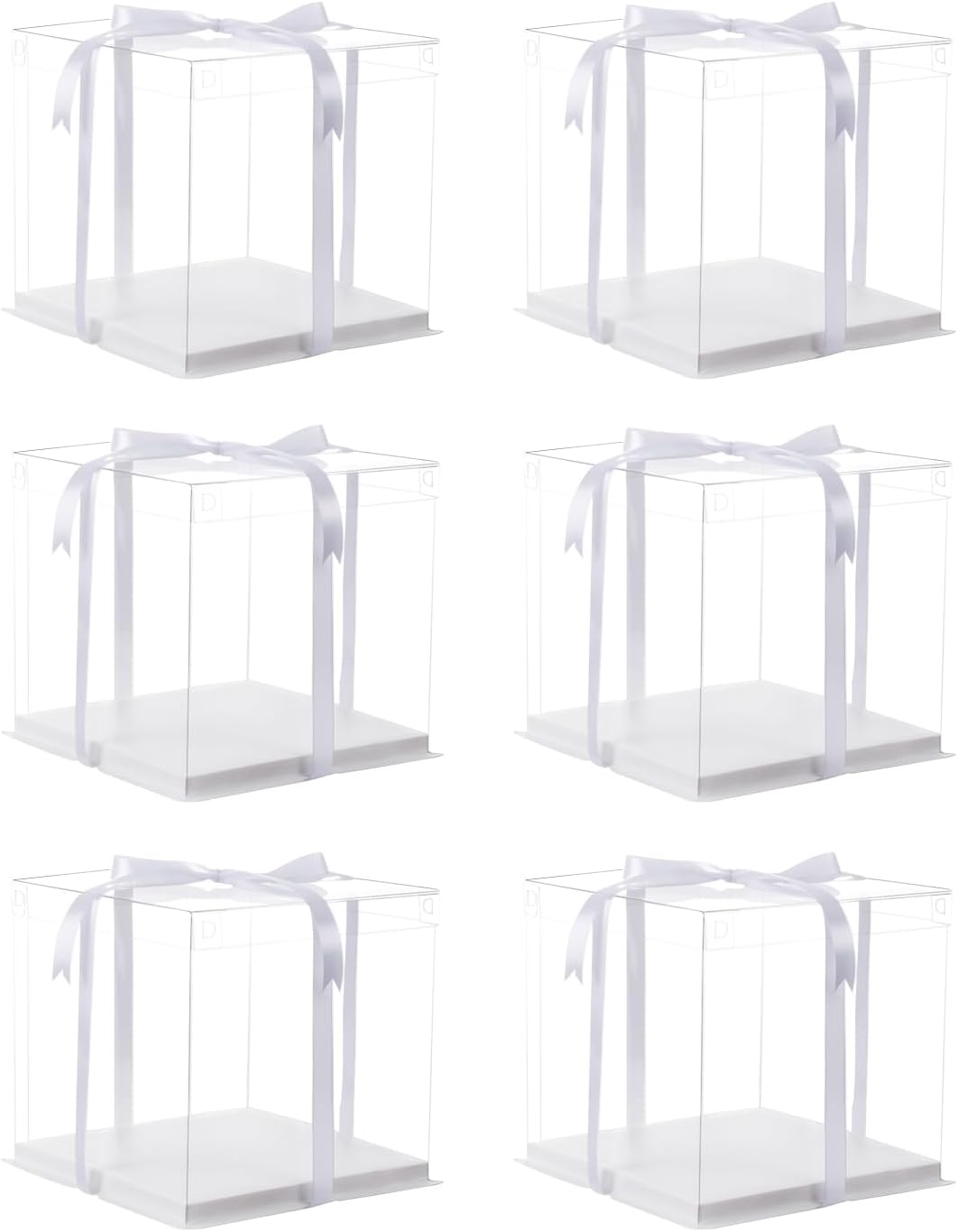 Photo 1 of  XININSUN 6Pcs clear cake boxes with Ribbon, 6inch cake boxes for Christmas Bakery Treat,Holiday Pastries,Gift Giving-White 