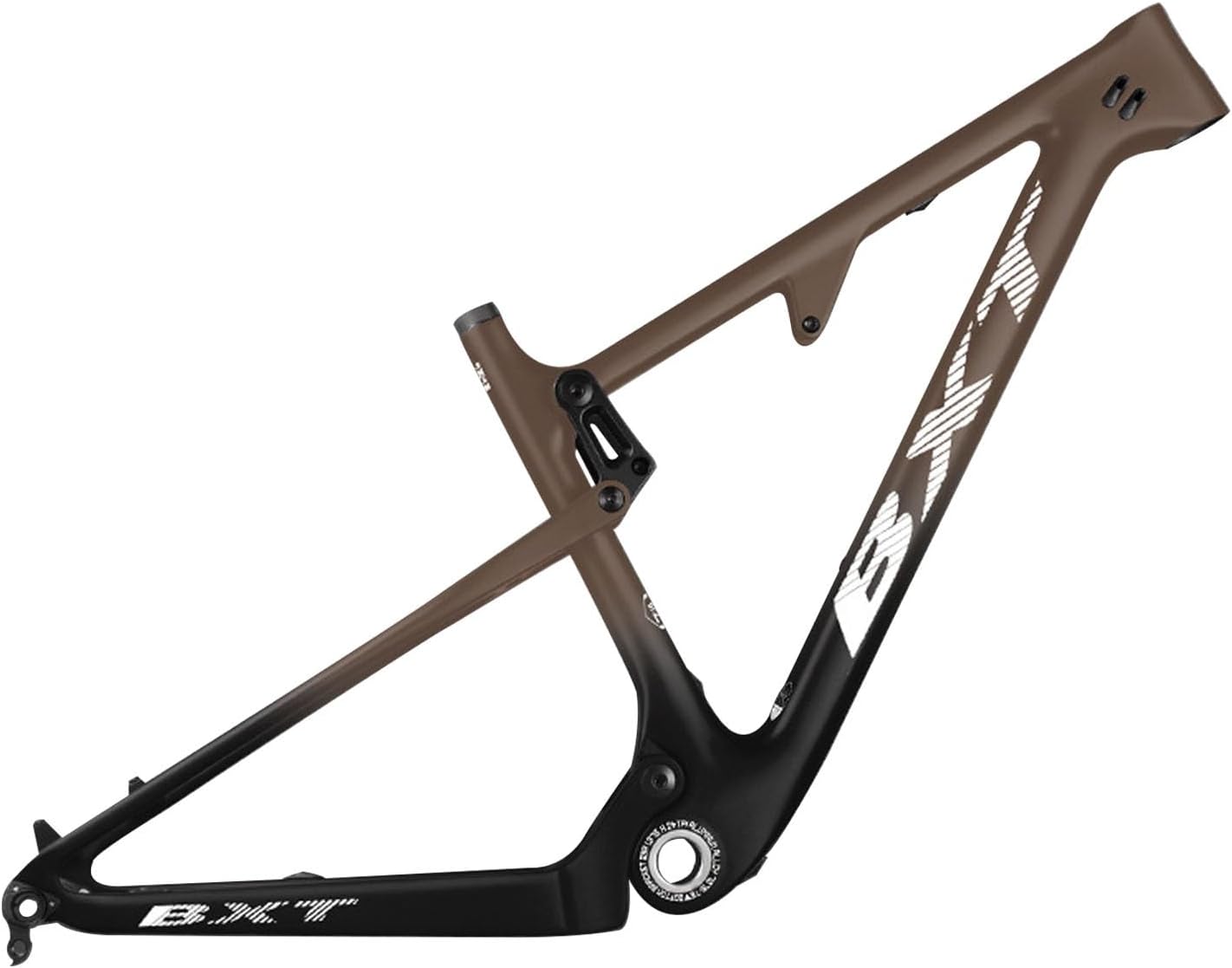 29er Carbon Fibre Mountain Bike Frame 16/17/18.5/20inch Full Suspension Frame 100mm Travel XC Soft Tail Trail Racing Bike Frame 12 * 142mm Thru-Axle/9 * 135mm QR Disc Brake(Brown,29 * 16")