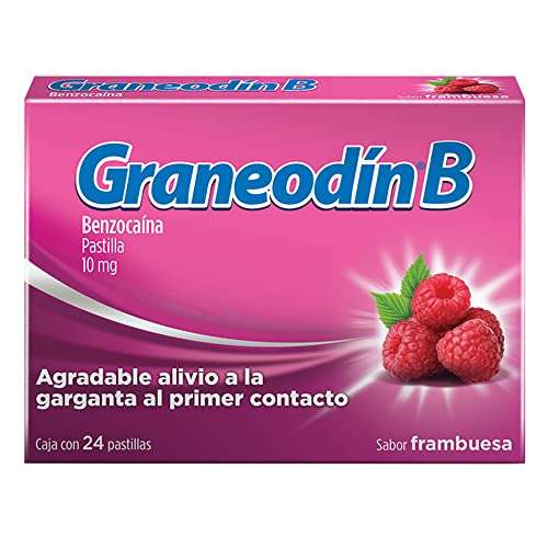 Vitamínicos, Graneodín B, para dolor de garganta, sabor frambuesa