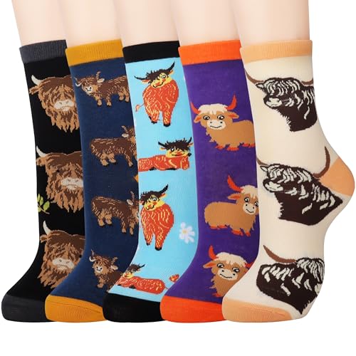Jeasona Womens Highland Cow Socks Highland Cow Gifts for Women Mom Teenage Girl