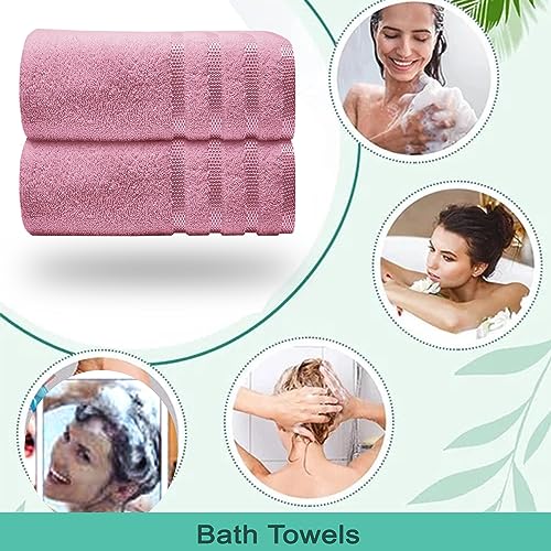 Casabella Luxury 10 Piece Towels for Bathroom - Bath Towel Set 100% Cotton-2 Bath Towels, 2 Hand Towels, 4 Face cloth & 2 Body Wash Gloves Quick Dry Hotel Quality Bathroom Towels Bale Set Pink - Cosy Home Interiors Casabella Luxury 10 Piece Towels for Bathroom - Bath Towel Set 100% Cotton-2 Bath Towels, 2 Hand Towels, 4 Face cloth & 2 Body Wash Gloves Quick Dry Hotel Quality Bathroom Towels Bale Set Pink - Image 2