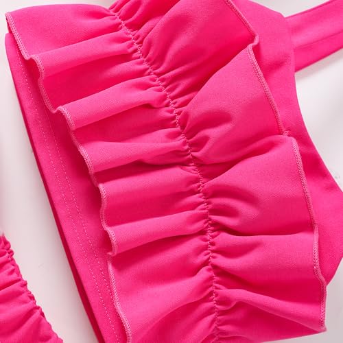 Image of Cute Toddler Girls Two Piece Short Sets Ruffle Sleeveless Top and Elastic Waistband Short Sets