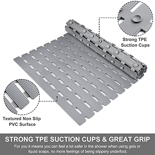 Yolife SM-TPE+PP Non Slip Bath Mat Quick Drain Shower Floor Mat Colorful Bathtub Mat Slatted Duckboard Design thumb #1