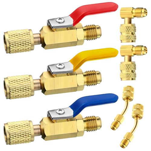 Mudder 7 Pcs Air Conditioning Refrigerant Compact Ball Valve 1/4 Inch 