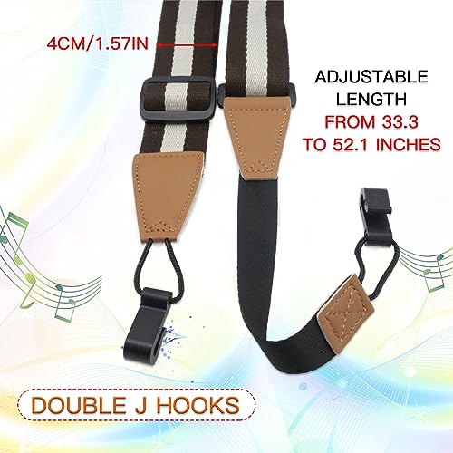 Image of Adjustable Ukulele Strap, No-Drill Ukulele Straps Adult Size, Easy to Use with Double J Hooks, Ukulele Accessories