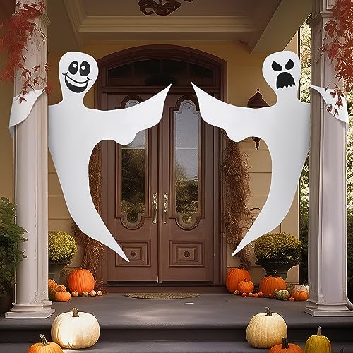 Image of JOYIN 2 Pcs 53 inch Halloween Decoration Outdoor, Halloween Bendable Hanging Ghost for Lawn, Tree, Pilar Decorations, Tree Wrap Ghost Party Supplies
