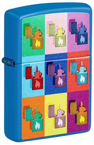 Zippo Pop Art Design Sky Blue Matte Pocket Lighter