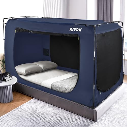 RIYDH Bed Tent Bed Canopy Twin Size Tents for Adult and Kids- Original Design Portable Dream Tent Indoor Sleeping Tents 80% Blackout with 3 Doors Breathable Big Space Tents