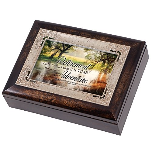 Cottage Garden Retirement New Adventure Burlwood Jewelry Music Box Plays Amazing Grace