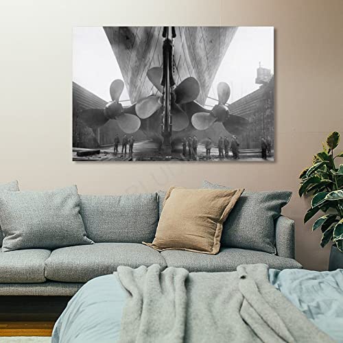Titanic Propeller Poster Of Canvas, Historical Wall Art, Black & White Photo, Vintage Steamship Canvas Painting Posters And Prints Wall Art Pictures For Living Room Bedroom Decor 24X36Inch(60X90Cm) #TOP5