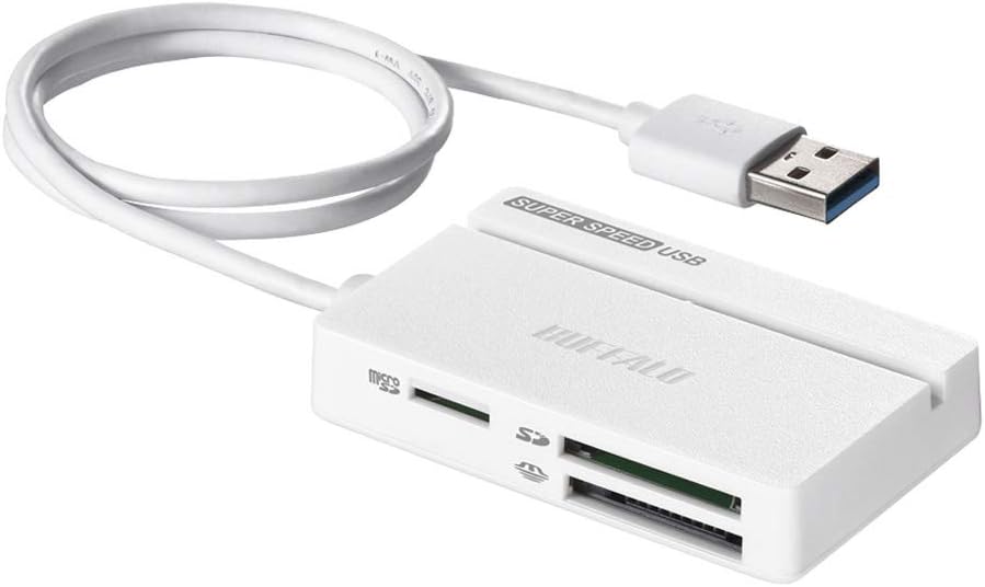 Buffalo BSCR108U3WH USB 3.0 Multi-Card Reader, Standard Model, White