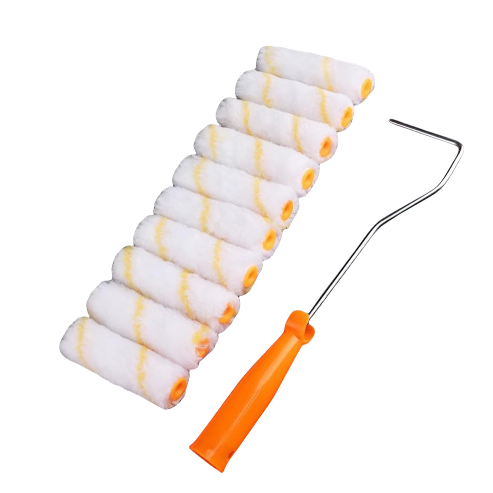 10Pcs Small Fine Finish Paint Roller Kits Roller Frame Polyester Blend Covers Trim Brush House Decoration Professional Finish