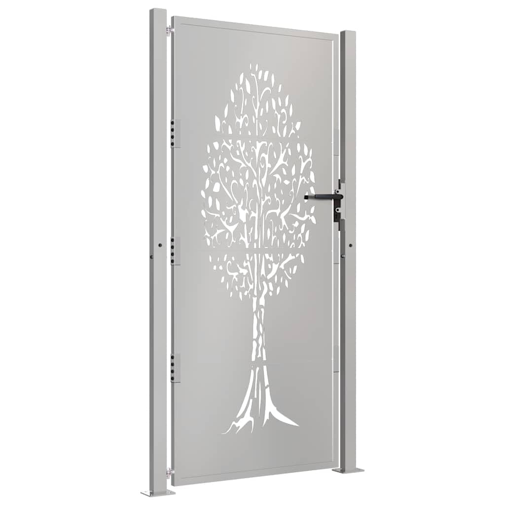 Puerta de jardín 100x175 cm de acero corten con diseño de árbol