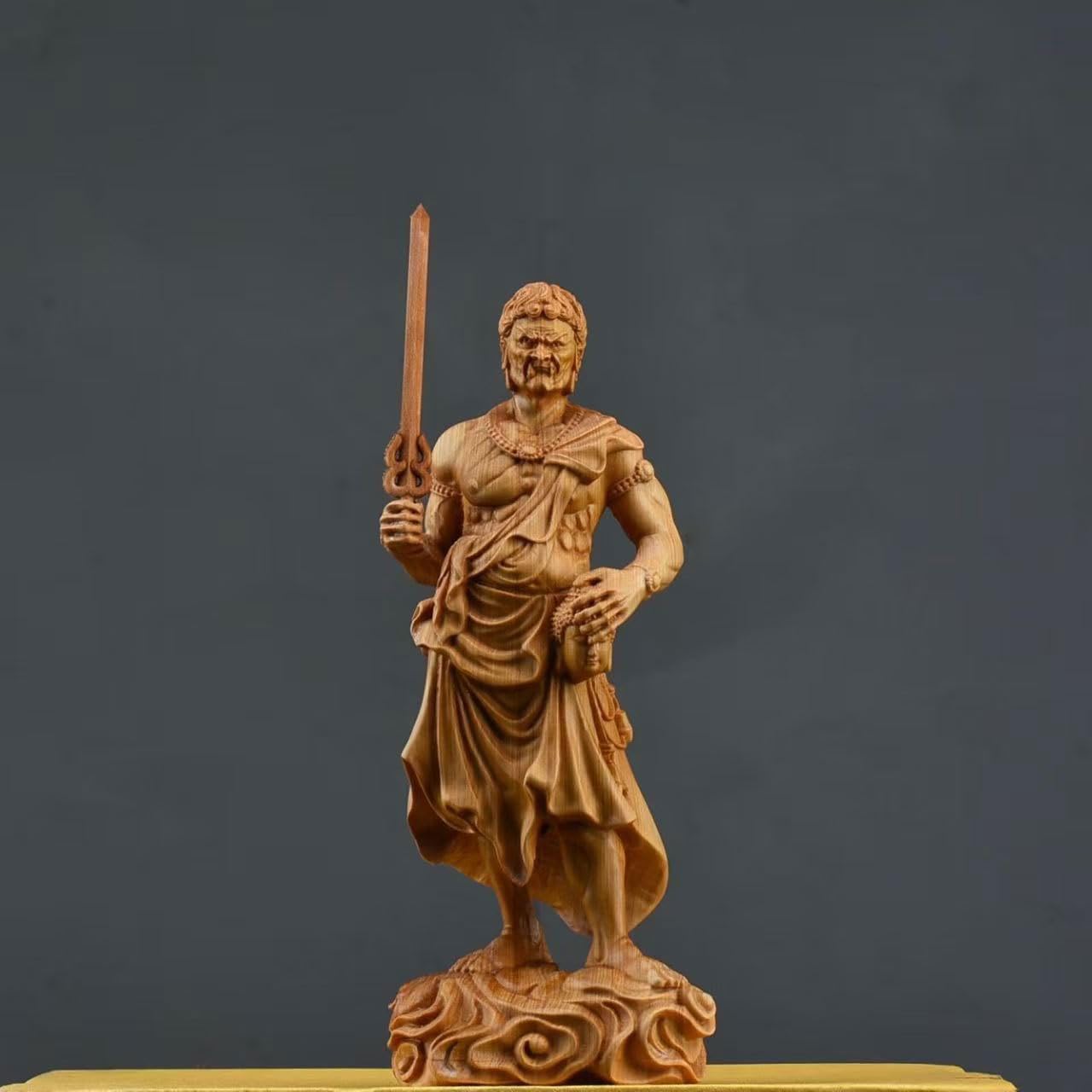 Amazon｜木彫り仏像 不動明王立像 天然 崖柏木 仏様 癒し 安らぎ