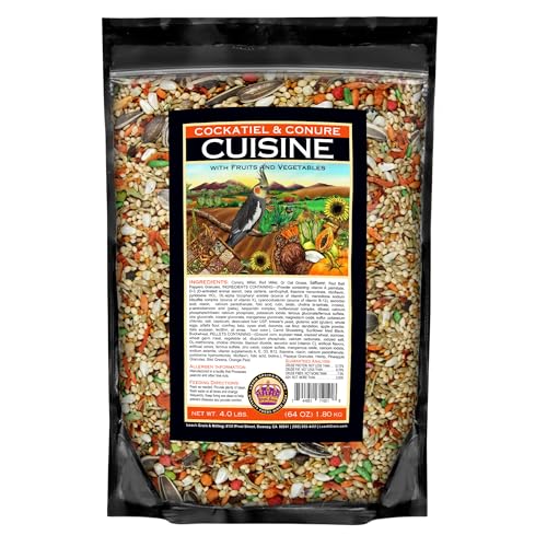 Cockatiel & Conure Cuisine 4 Lbs, Cockatiel & Conure Bird Seed, Nutrient-Rich Mixed Birdseeds, Bird Food for Cockatiels, Natural Mixed Seeds for Other Small Parrot, Daily Energy Growth & Balanced Diet
