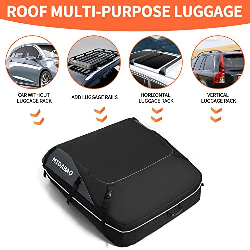 Midabao 20 Cubic Waterproof Duty Car Roof Top Carrier-Car Cargo Roof Bag Car Roof Top Carrier - Waterproof & Coated Zippers- Includes Anti-Slip Mat- For Cars With Or Without Racks #TOP2