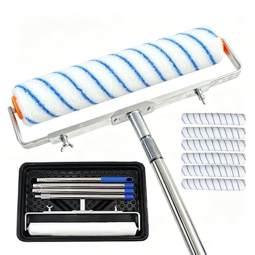 18 Inch Paint Roller Kit with Adjustable Extension Pole, Portable Painting Brush for All Latex and Oil Paints, Ideal for Walls and Ceilings