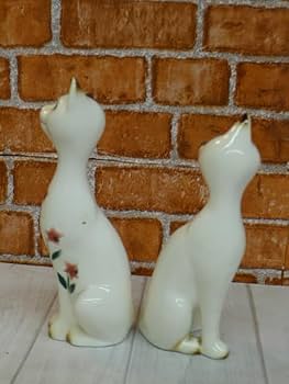 Amazon.co.jp: cc309昭和レトロ かわいい猫の陶器人形 ペア 置物