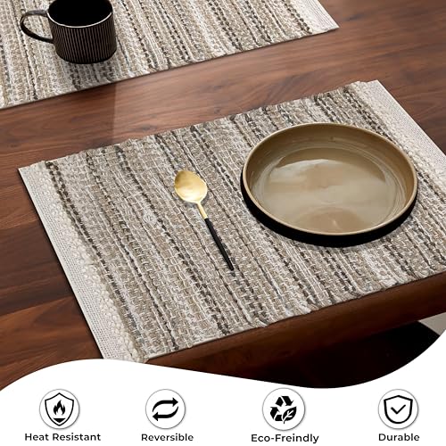 Hausattire Woven Table Placemats Set of 4 - Olive Green Christmas Jute Outdoor Table Mats for Kitchen Dining Decoration |Heat Resistant Farmhouse Dinner Spring Easter Placemat |13x19 Inch by Hausattire - Used condition - Image 5