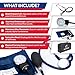 Dixie EMS Aneroid Sphygmomanometer and Dual Head Stethoscope Set with Adult Size Blood Pressure Cuff, Calibration Key and Carrying Case – Navy Blue