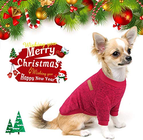 Idepet Pet Dog Classic Knitwear Sweater,Fleece Coat For Small,Medium,Large Dog,Warm Pet Dog Cat Clothes,Soft Puppy Customes (L, Winered) #TOP4