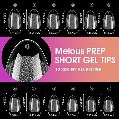 Short Almond Soft Gel Nail Tips, Melous 240Pcs Pre Buff Full Cover Nail Tips Half Matte Gel X Nail Tips #TOP2