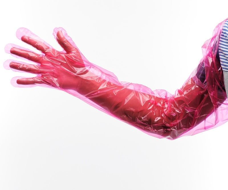 50pcs Disposable Long Plastic Gloves, Veterinary Insemination, Full Arm Long Sleeve, Field Dressing Gloves.