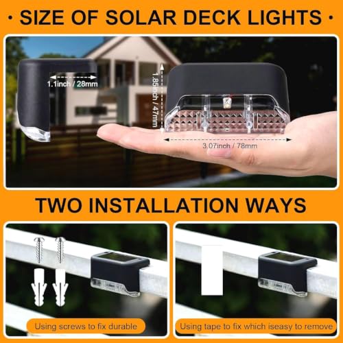 Image of Solar Deck Lights Outdoor, IP65 Waterproof Solar Stair Lights Pack of 4