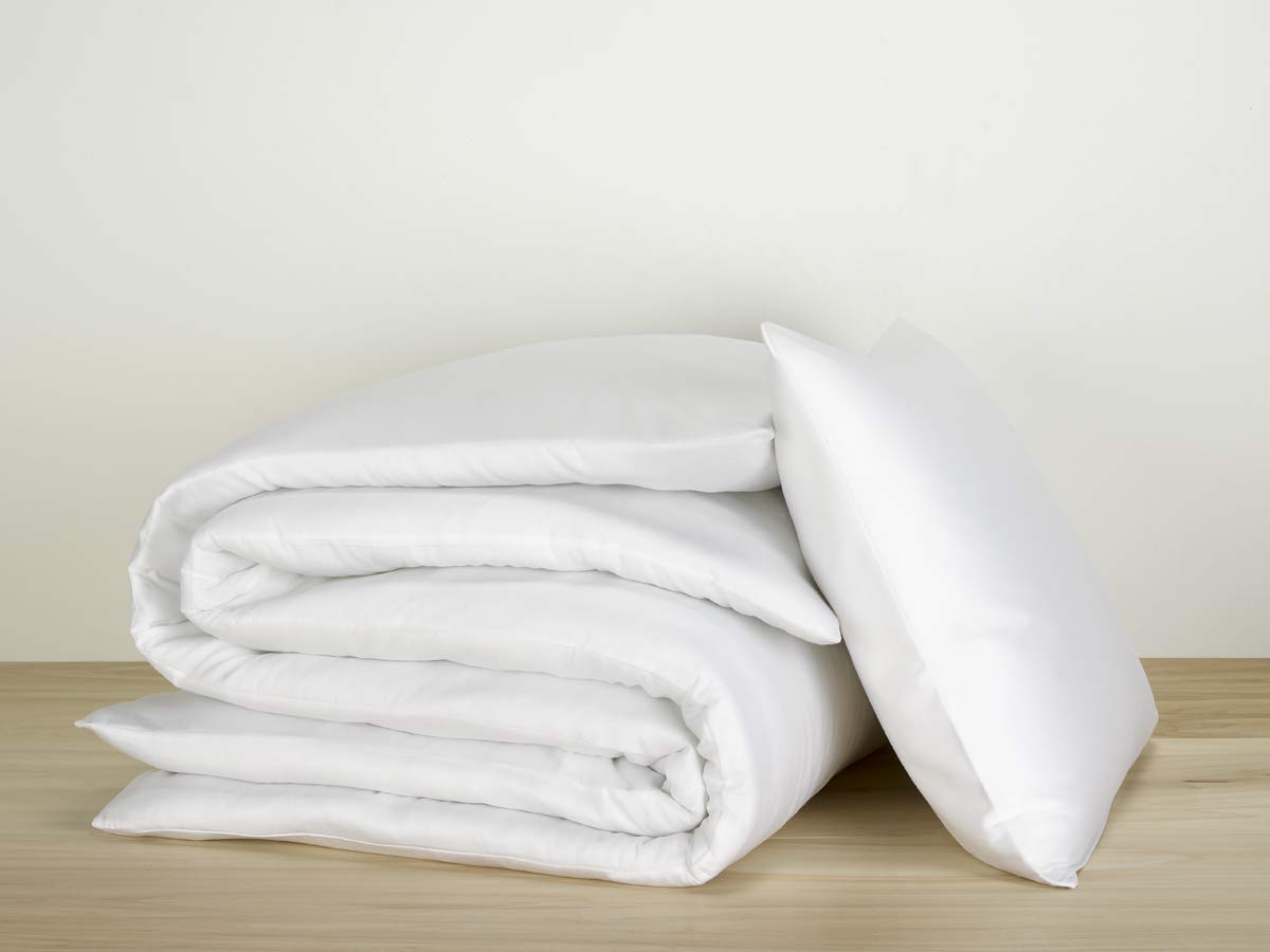 De Witte Lietaer Ropa de Cama de satén de Calidad de algodón Peinado, Color Blanco y Blanco, 140 x 200 cm + 1 Unidad