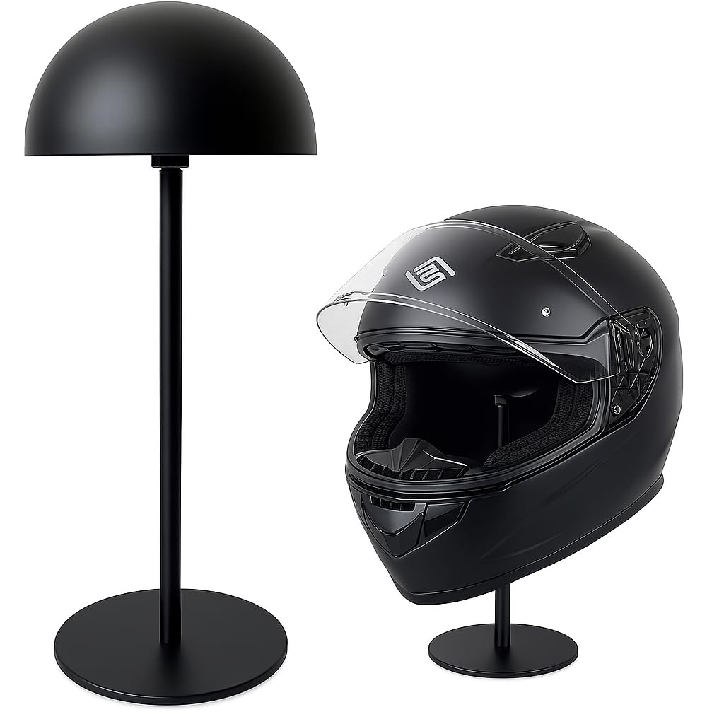 motofans Helmet Stand - Metal Rotation Stand for Motocycle, Caps, Hats & Rugby Helmets