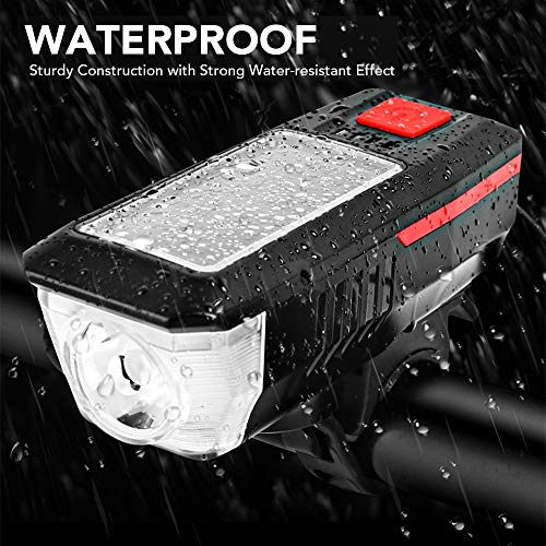 Andoer Luz solar/USB de carregamento para bicicleta Luz de sino de bicicleta para bicicleta Lanterna