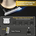 Timmer de barbe,Clippers professionnels pour cheveux T-Blade avec LED Display,Trimmer Zero Gapped sans fil pour homme,Type-C rechargeable,Raguage multifonctionnel,Kit de coupe de cheveux pour salon et maison