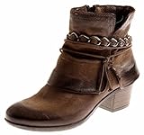  Isabelle Damen Lederstiefelette Booty Stiefelette Lederschuhe Winter Stone 7579 Farbe Stone, Schuhgröße 38