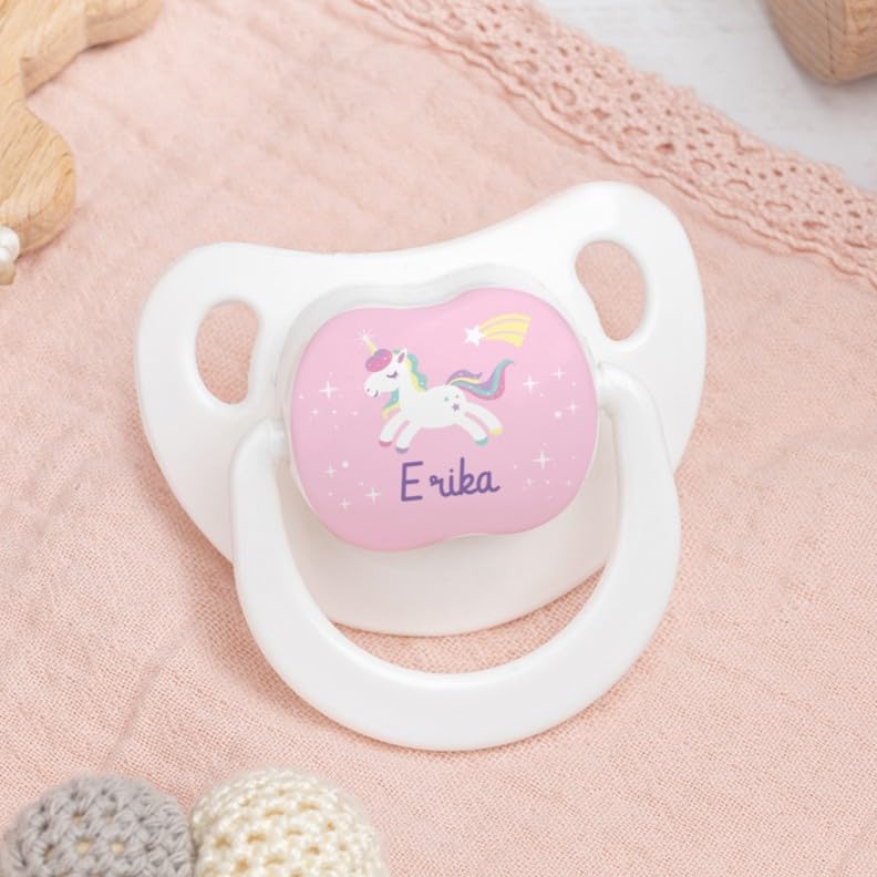 Wanapix | Personalised Baby Dummy | Silicone Teat for Newborns | 0-6 Months | Anatomical Soother BPA & Phthalate Free | Unicorn