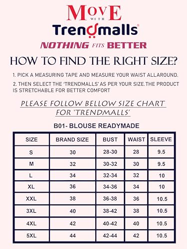 Image of TRENDMALLS Women's Dobby Pure Cotton Elastin Stretchable Readymade Round Neck Elbow Length Sleeves Blouse Choli Stylish Saree Blouse Ready to Wear