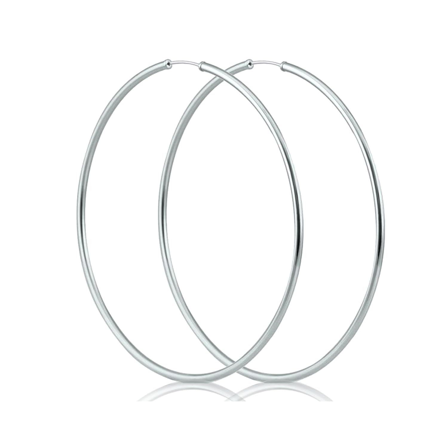 SIVYAA Pure 925 Sterling Silver Plain Round Hoop Bali Earrings for Women Men Boys & Girls, Diameter 50mm Large (B0BGMDWK1B) Amazon Price History, Amazon Price Tracker