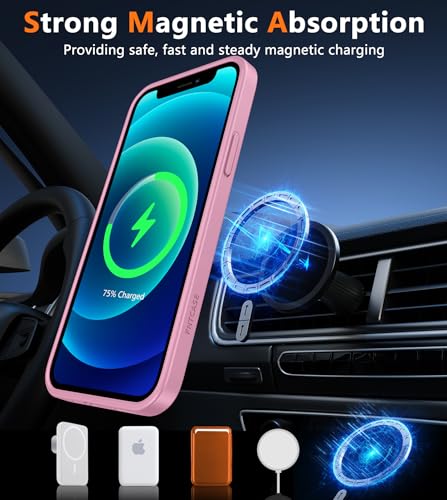 Image of FNTCASE for iPhone 12 Phone Case: for iPhone 12 Pro Magnetic Matte Textured Military Grade Drop Protection Translucent Cell Cover - Slim Durable Shockproof Protective Bumper