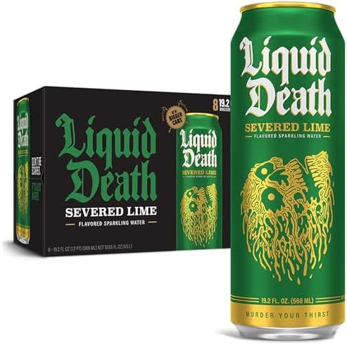 Liquid Death, Severed Lime, Lime-Flavored Sparkling Water, 8-Pack (19.2oz Cans), Low Calorie & No Artificial Sweeteners