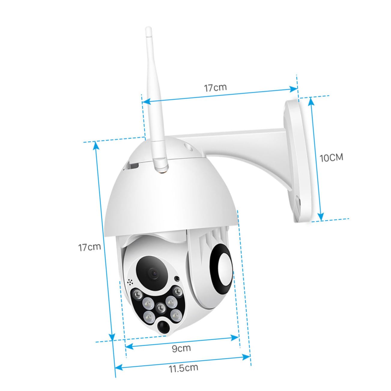 Veemoon Telecamera di Sicurezza Esterna Wifi, Videocamera Dome in Plastica Bianca, Zoom Digitale 4x, per Sorveglianza Casa e Animali