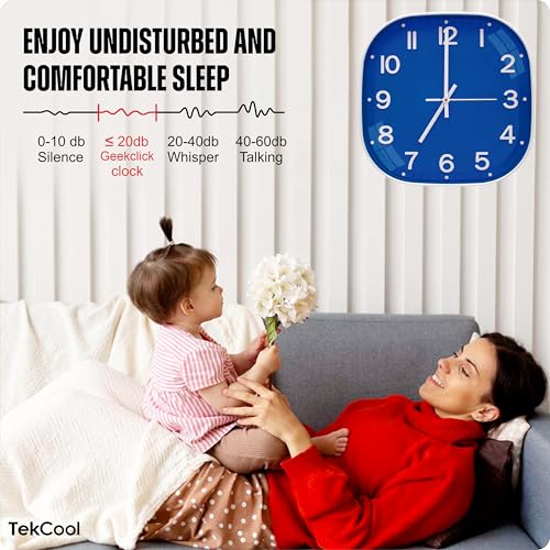 Image of TEKCOOL Plastic Analogue Wall Clock 12 inch Silent Quartz Decorative Wall Clock Non-Ticking Classic Clock Battery Operated Round Easy to Read for Room /Home /Kitchen /Bedroom /Office /School.Blue.'