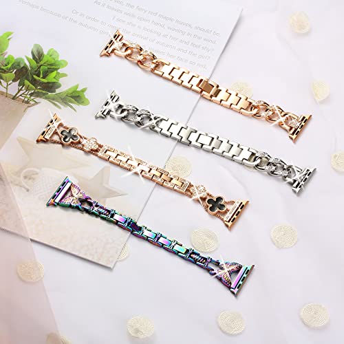 URPANDA Bling Metal Band Compatible with Apple Watch Band 38mm 40mm 41mm Rhinestone Bracelet Band Sparkly Dressy Apple Watch Strap for iWatch Band Series 8/7/6/5/4/3/2/1/SE/Ultra, Silver Heart